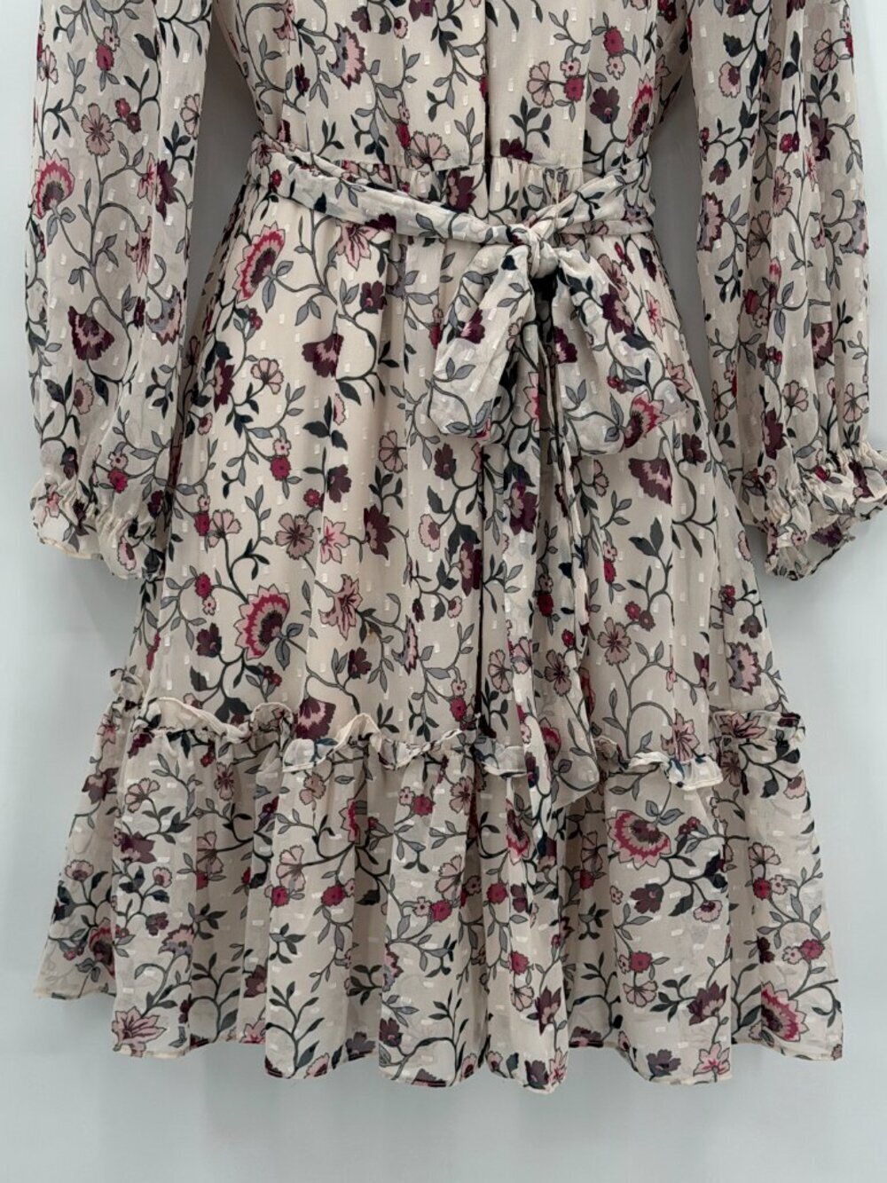 Eliza J Floral Ruffle Mini Cocktail Dress Belted Size 8P - Picture 3 of 12